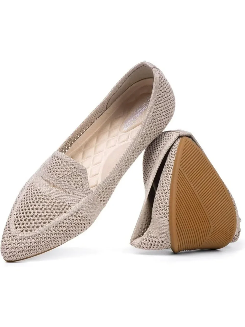 Womens Camel Pointed Toe Penny Dressy Ballet Knit Mesh Slip On Flat Loafer Shoes